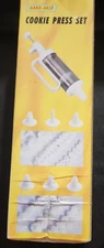 Hand-Held Cookie Press Set 24 Design Discs and 6 Nozzles Open Box Unused (T25)