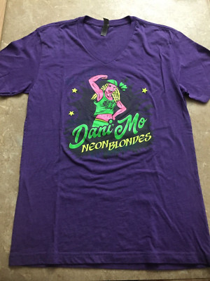 Dani Mo T-Shirt Logo Purple Shirt Neon Blondes Wrestling Shirt Autographed