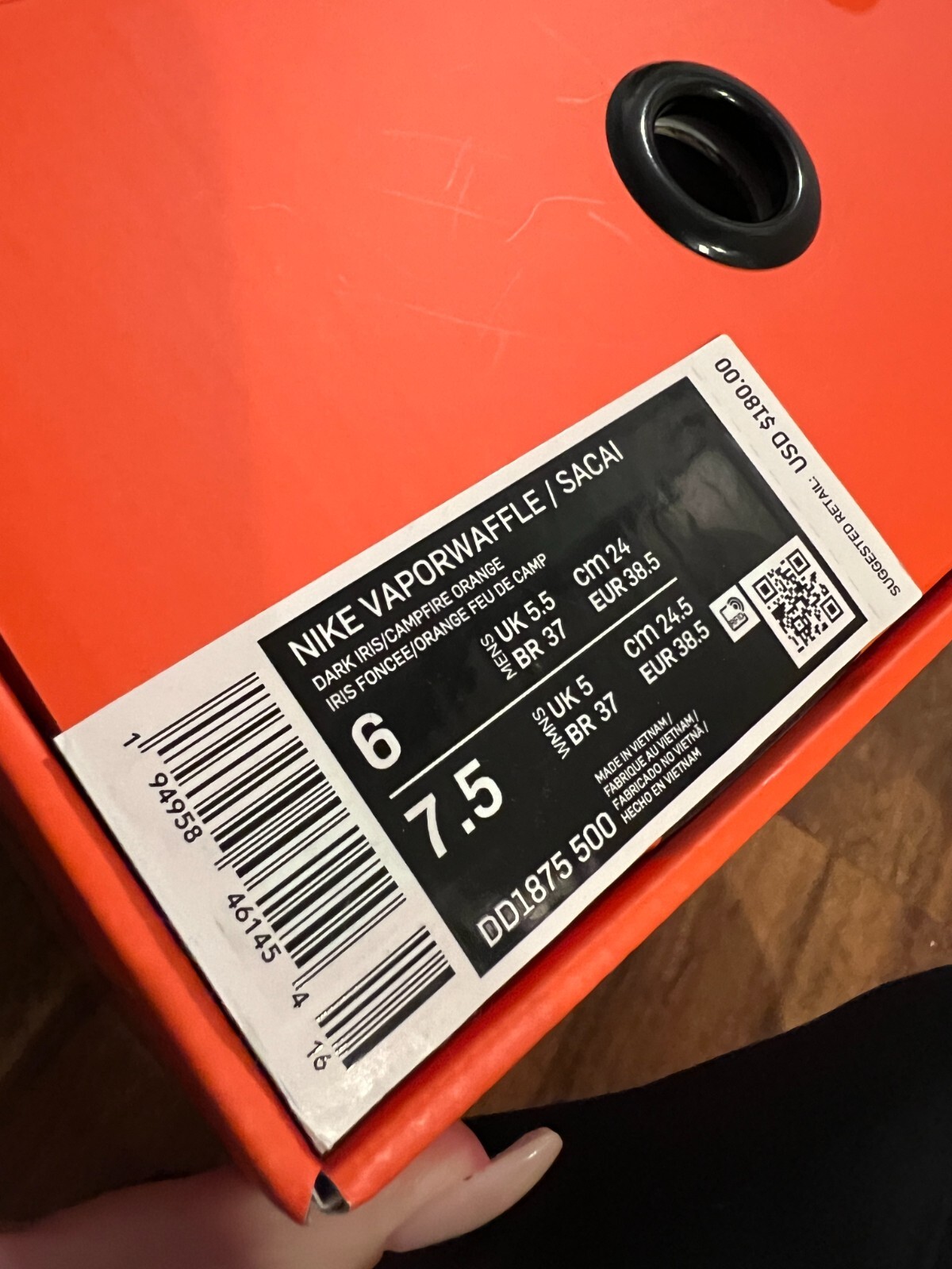 SACAI X NIKE Taglia 6 da uomo (7 5 W) Nike VaporWaffle x Sacai Dark Iris nuove con etichette