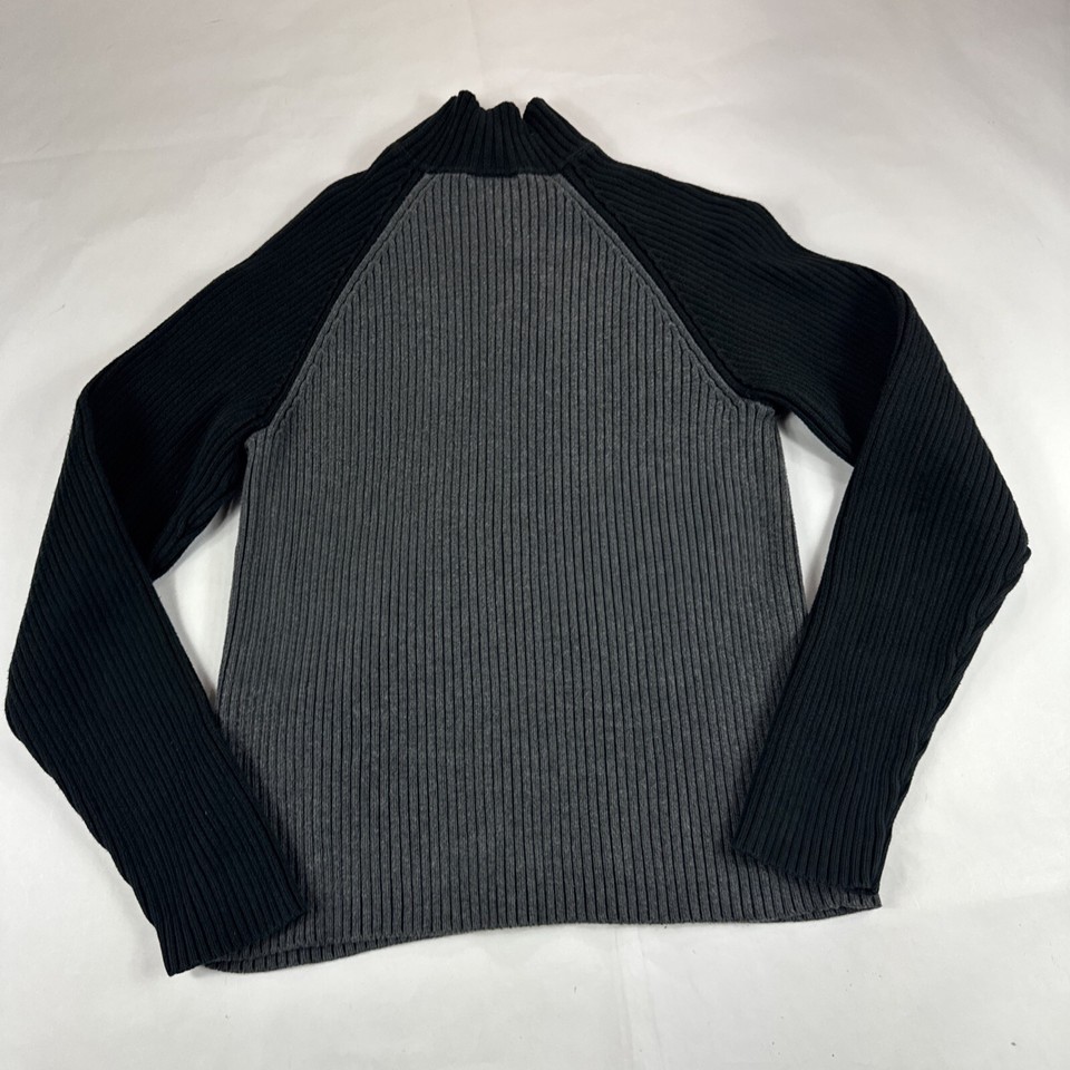 Polo Jeans Ralph Lauren Sweater Men L Ribbed Chunky Knit 1/4 Zip Gray ...