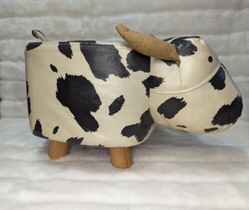 Black-Beige Cow Foot Stool Foot Rest - Picture 1 of 8