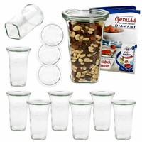 9Er Set Weck Quentin Glas 795Ml + 9X Glas-Deckel + Heft I Sturz-Form Einmachen