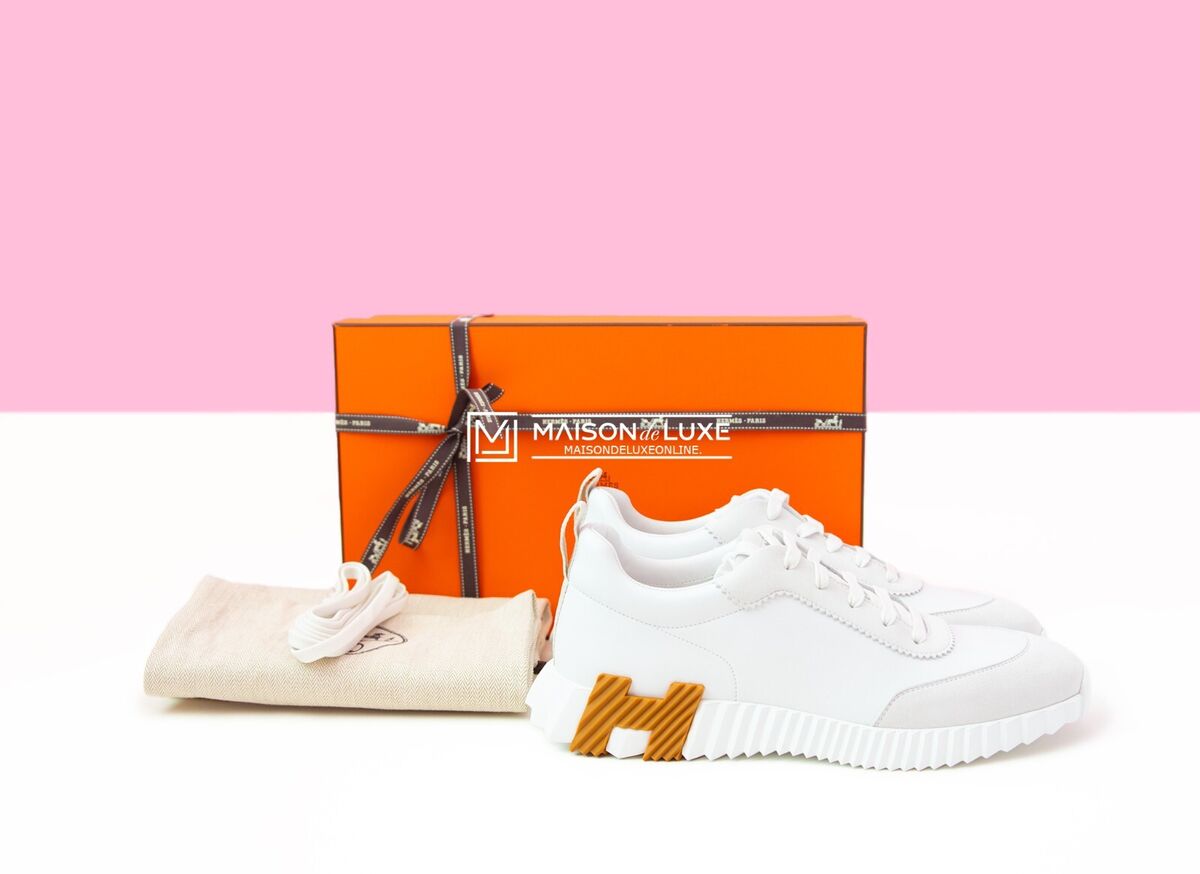 NEW HERMES H WHITE BOUNCING 43 10 LEATHER SNEAKER SHOES NEW HERMES H WHITE BOUNCING 43 10 LEATHER SNEAKER SHOES