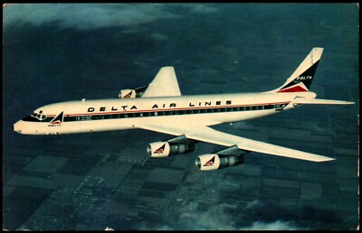 Postcard Delta Air Lines Douglas DC-8 FANJET c1960s B9