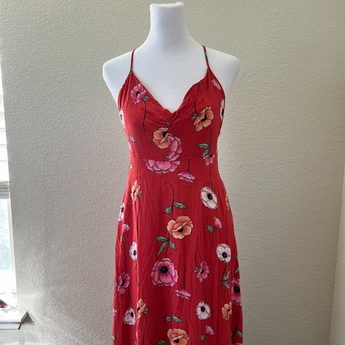 Maxi Vestido Forever 21 Sin Espalda Con Cordones Rojo Floral Salir Noche Para Mujer S - Imagen 3 de 10