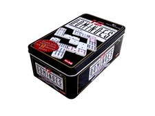 Doppel 12 Domino Spiel Set in Metalldose 91 Steine Mexican Train Zug Mexikan