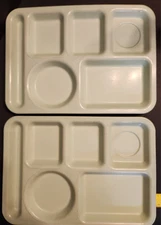 Vintage Pair Arrowhead Divided Cafeteria School Lunch Trays Light Green Melamine