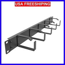 19-Inch 1U Metal Horizontal Rackmount Cable Manager with 5 D-Rings 1UCM5R440,...