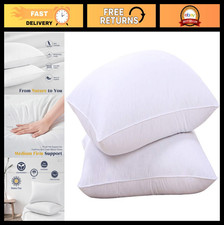 Goose Feather Down Pillows Set of 2, 100 Cotton Cover, Standard Size, Hotel Q