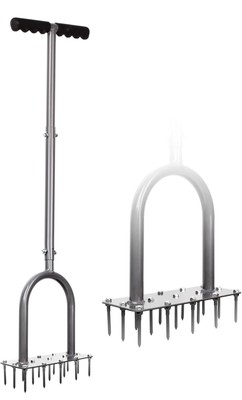 Walensee Lawn Aerator Spike Metal Manual Dethatching 15 Tines 