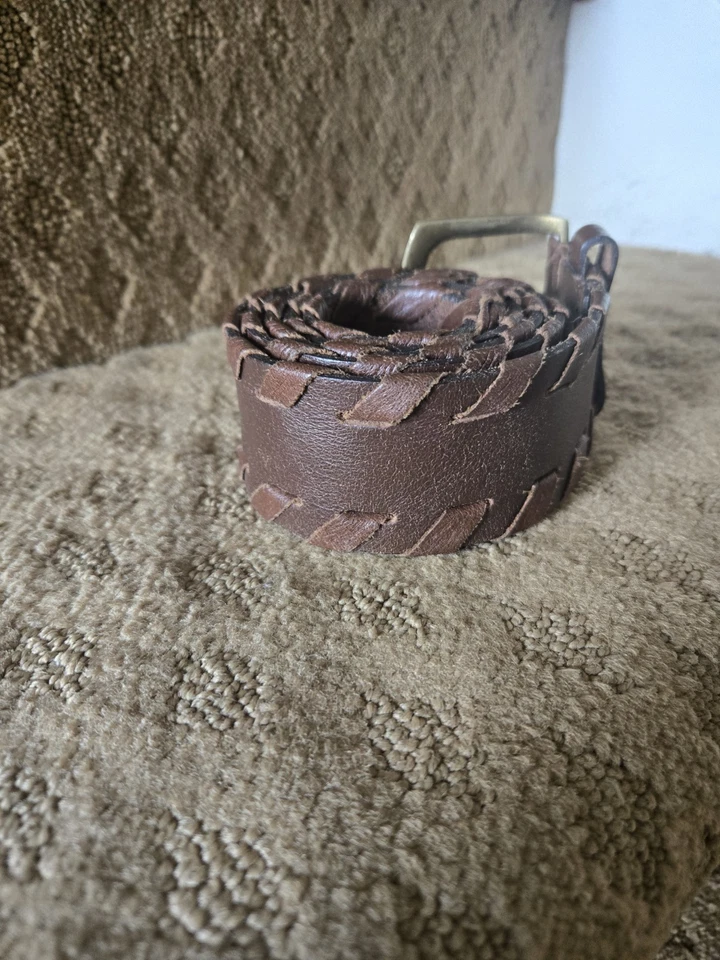 Cinturón de cuero marrón con cordones NINE WEST con hebilla de latón - talla XL unisex Foto 3 de 4