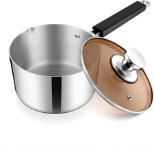 3 Quart Sauce Pan with Lid, Stainless Steel Tri-Ply All Clad Small Cooking Pot