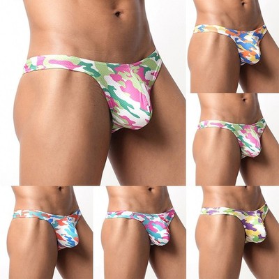 Herren G-String Low Waist Tanga Bulge Pouch Print Muster Stretch Elastisch
