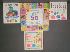 Set of 4 Learning Books. Baby First words, Shapes, Colors  Numbers Board Books.