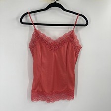 Y2K Vintage Deadstock Lace Trim Satin Coral Pink Cami Women s Medium