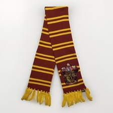 Harry Potter Gryffindor Knit Scarf 49"x 6" Red  Gold Sewn On Patch With Fringe