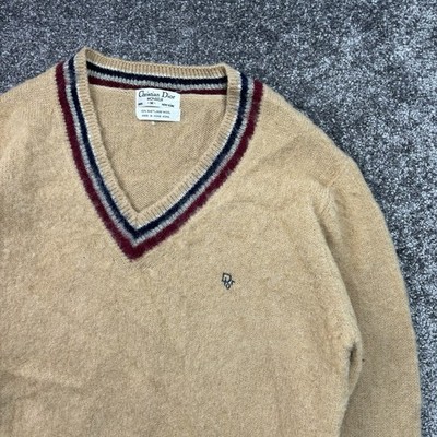 Vintage Christian Dior Sweater Men's Medium Brown 100% Shetland
