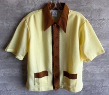 Vintage 1970s Spire California Yellow  Brown Casual Button-Down Shirt Size M