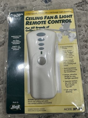 Hunter Universal 27185 Ceiling Fan & Light Remote Control White NEW Vintage 2005