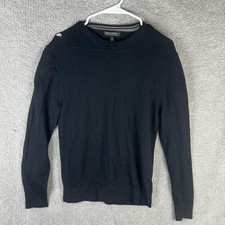 Banana Republic Sweater Mens Medium Black 100 Merino Wool Crewneck Pullover