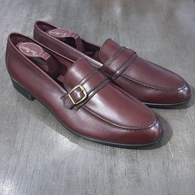 Bally Mens Loafers Size 13 D Avalon Red Brown Faux Buckle Strap Vintage
