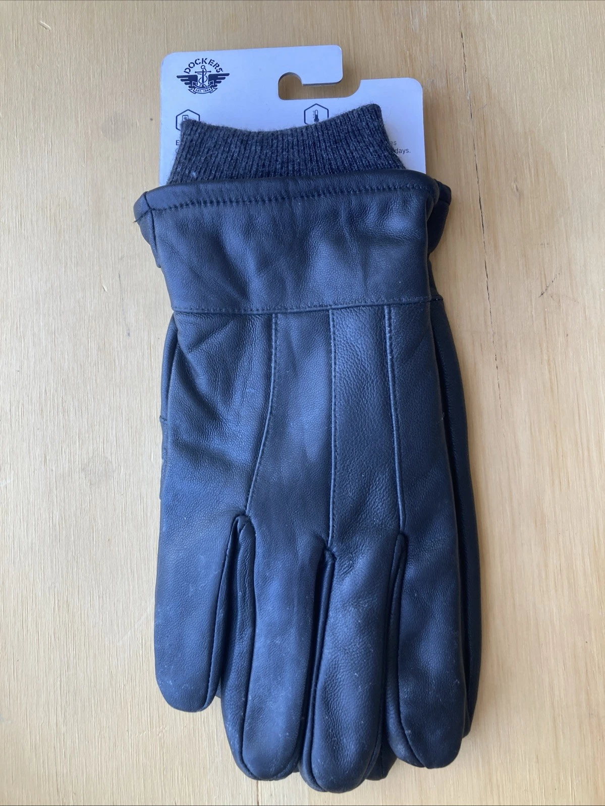 Dockers Men's Black Lined Leather Touch Screen Gloves (45DK020043) Sizes L