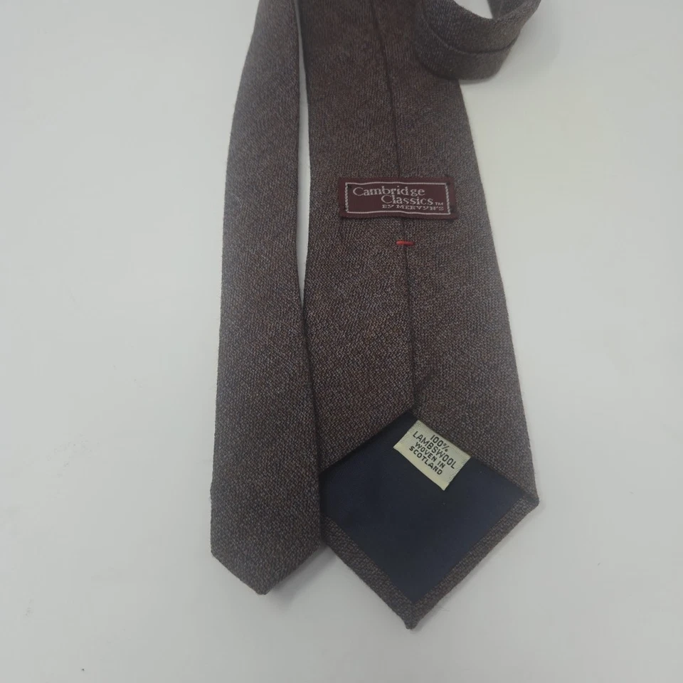 Corbata vintage Cambridge Classics 100 % lana de cordero Escocia marrón granate Foto 3 de 4