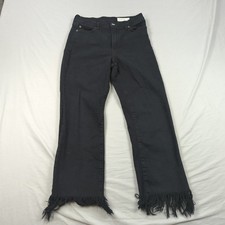 Pistola Jeans Womens 28 Black Frayed Casual Straight Crop