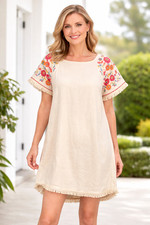 New Umgee Floral Shift Dress Size Small Boho Folk Indie Fringe Festival Cottage