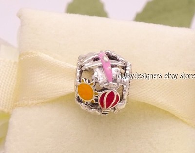 New Pandora Fly Away With Me Travel Airplane Rainbow Charm 791695C01 Retired