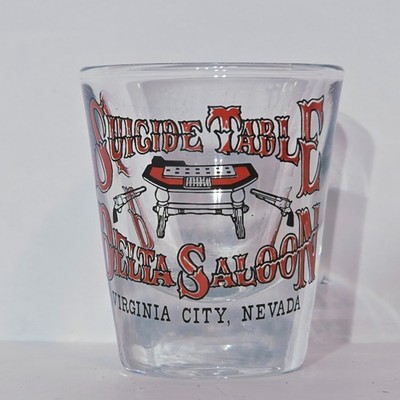 Vintage Suicide Table Delta Saloon Virgina City Nevada Souvenir Shot Glass