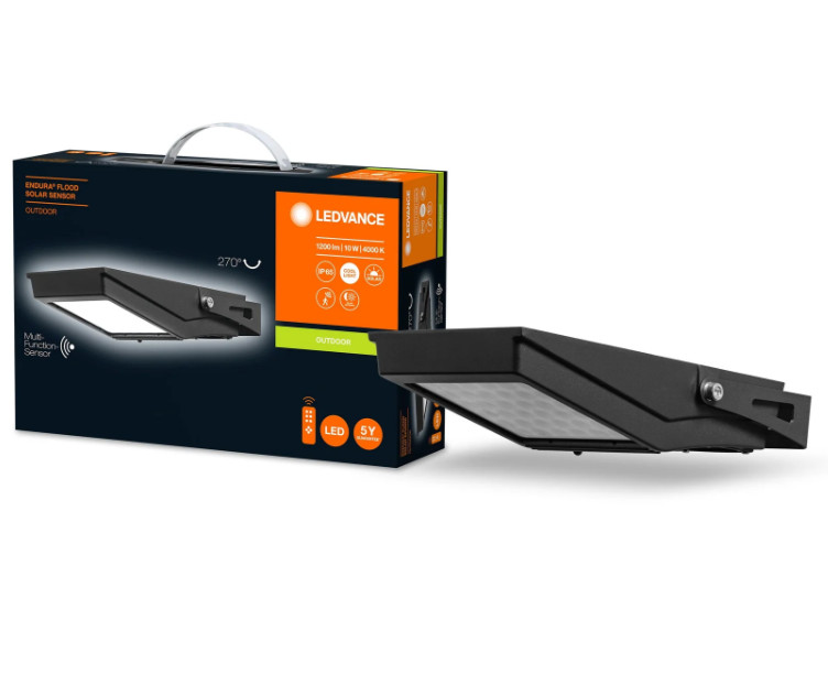 Ledvance Endura Flood 10W Solar 4000K Negro: Faretto LED Solare IP65