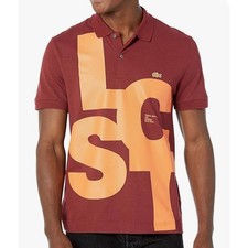 Lacoste Men's Regular Fit Contrast Lettering Petit Pique Polo Cranberry 2XL