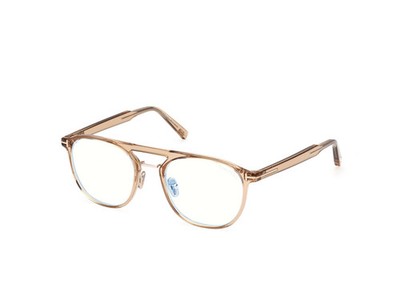 Tom Ford Blue Block Glasses Rose Gold Shiny Light Brown FT5982-B TF LENSES $500