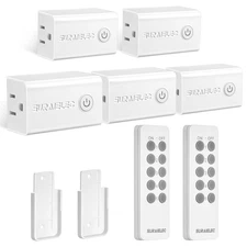 Wireless Remote Control Outlet, 15A, 5 Outlets & 2 Remotes