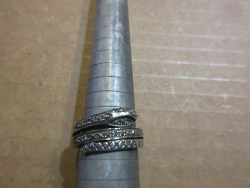 VINTAGE MT 925 MARCASITE SNAKE RING W/SAPPHIRE EYES SIZE 8
