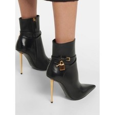 Tom Ford Black Leather Pointed Toe Stiletto H...