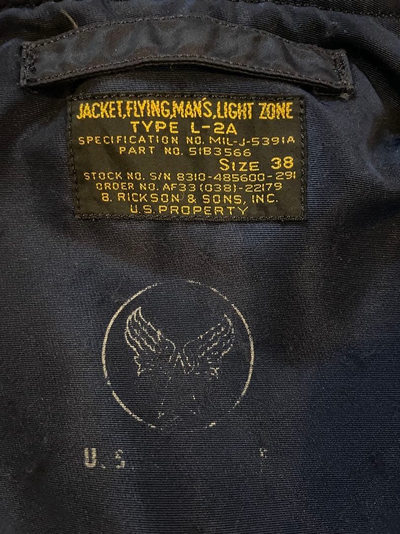 Buzz Rickson's L-2A Flight Jacket Navy Patch Size… - image 3