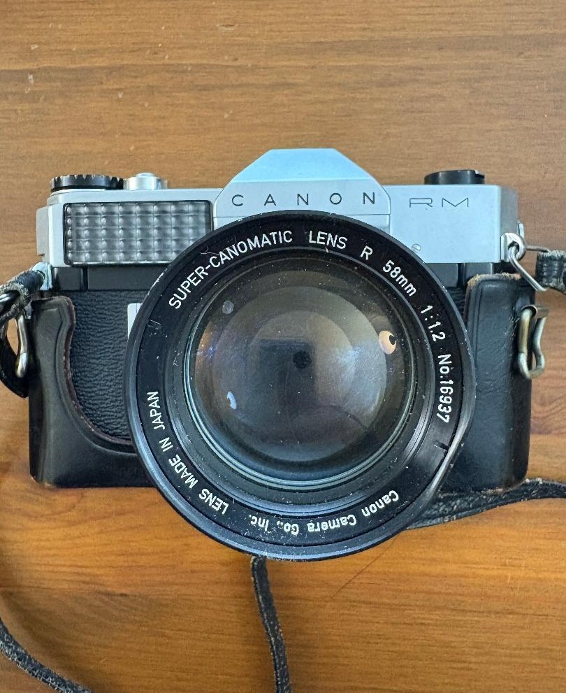 Canon RM 35mm SLR Film Camera, Super + Canomatic 58mm f/1.2 Lens