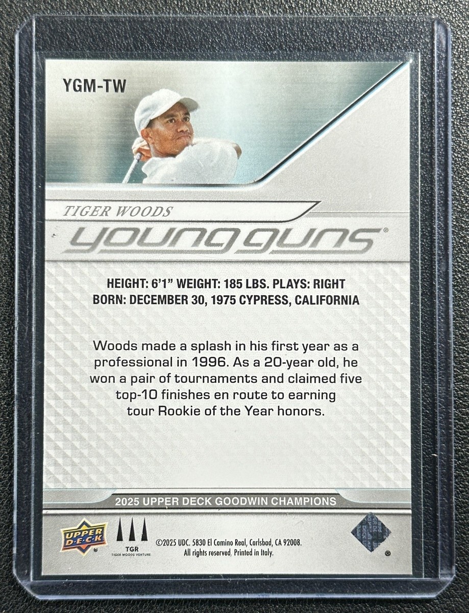 TIGER WOODS 2025 UPPER DECK GOODWIN CHAMPIONS YOUNG GUNS UD