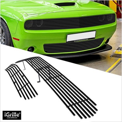 Fits 2015-2023 Dodge Challenger Phantom Stainless Steel Black Billet Grill Combo