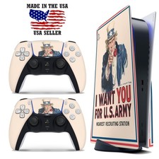 PS5 Disc Version Console  Controller Vinyl Skin Decal Wrap, US Army I Want You