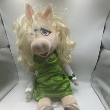 Disney Muppets Miss Piggy Plush Doll Green Dress Medium 2014 MPN PL01