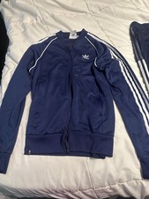 Double Zip Navy Blue Adida Track Jacket Womens Size Small