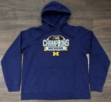 Michigan 2022 Big Ten Championship Hoodie Sweatshirt Size LARGE Navy 80 Cotton