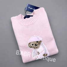 POLO PALPH LAUREN Pink Collection Cotton Bear Knit Sweater Women s Size M -NWT
