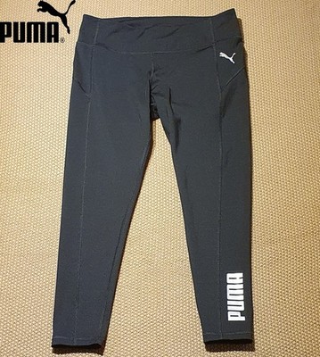 Puma Damen Leggings schwarz knöchellang Gr. XL Stretch Yogahose Cropped Hose