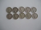[Lot of 10] Mercury Dimes 1917-1944 90% Silver Good details remaining