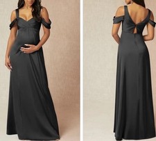 A-line Off The Shoulder Pleated Stretch Satin Floor Length