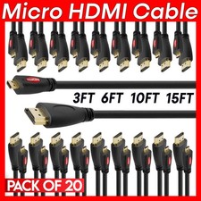 20PCS Micro HDMI Cable Micro HDMI to HDMI Cord Adapter Camera 4K TV Raspberry Pi